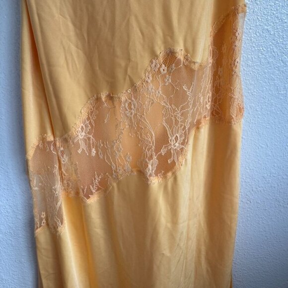 Meshki Chandra Lace Detail Satin Maxi Dress Lemon Size XXL Event Formal Wedding - Picture 8 of 13